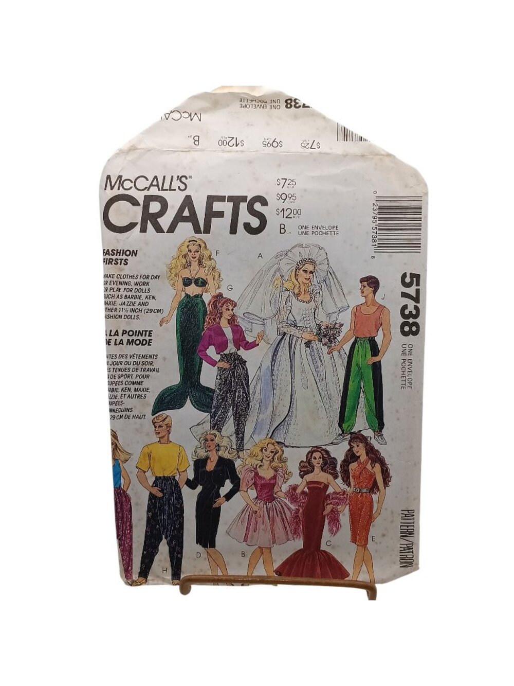 UNCUT McCalls Crafts Fashion Doll Clothes Sewing Pattern 5738 For Barbie & 11 1/